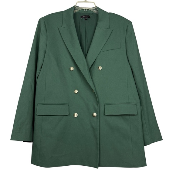 Ann Taylor Modern Double Breasted Green Blazer - Picture 2 of 7